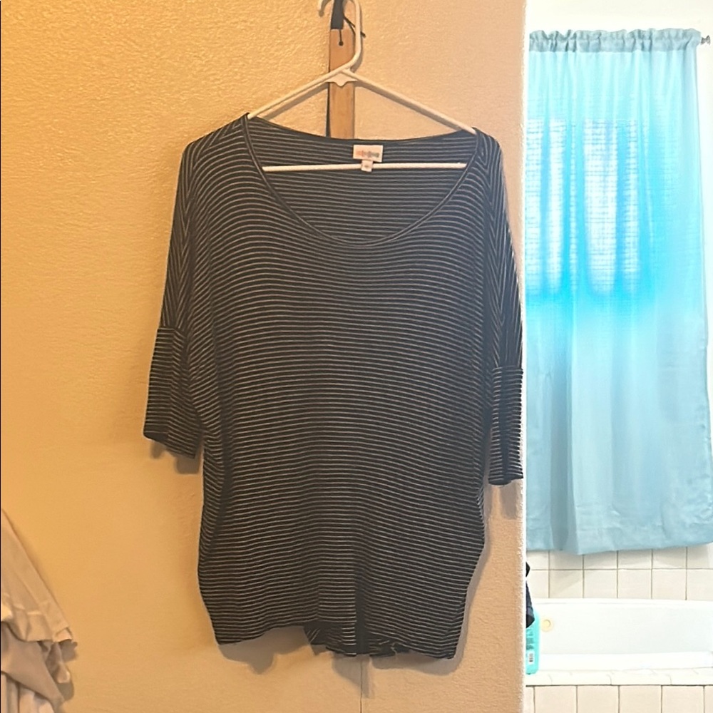 LulaRoe Black and White Striped Top